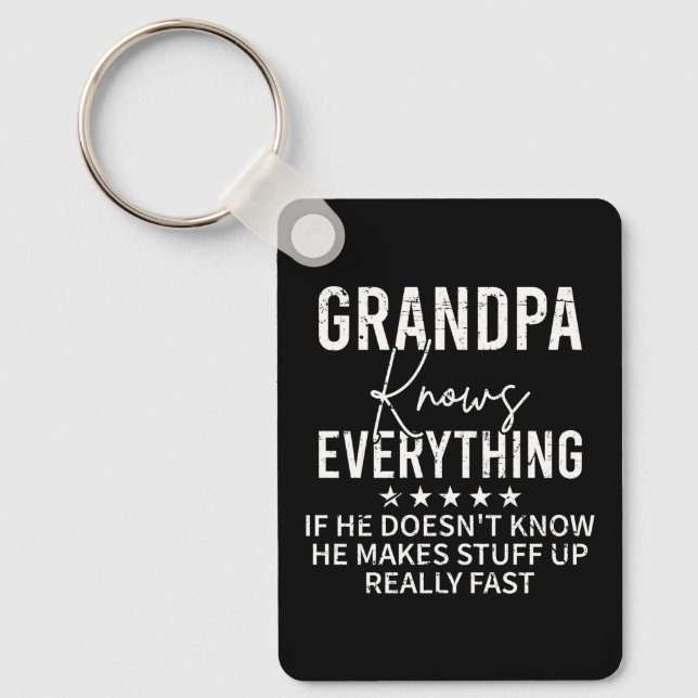 Funny Grandpa Knows Everything Vintage Gift Key Ring (Front)