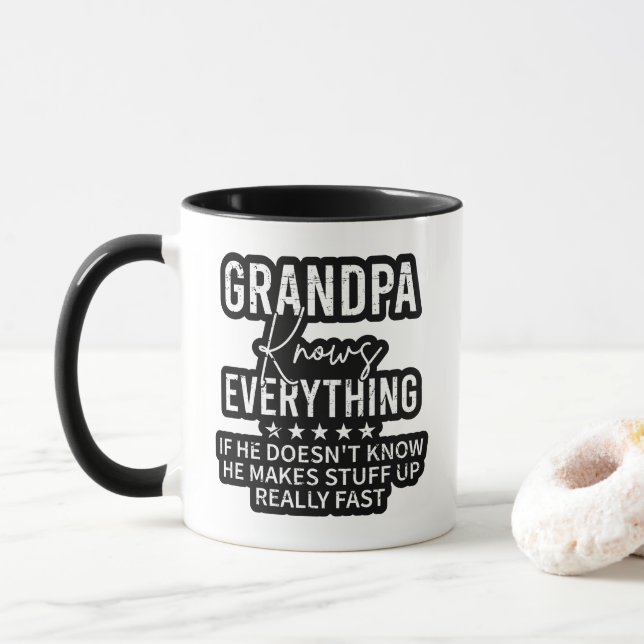 Funny Grandpa Knows Everything Vintage Gift Mug (With Donut)