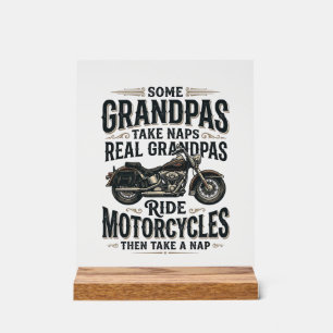 Funny Grandpa Motorcycle Nap Vintage Vector Design Acrylic Sign