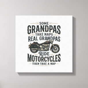 Funny Grandpa Motorcycle Nap Vintage Vector Design Canvas Print