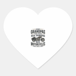 Funny Grandpa Motorcycle Nap Vintage Vector Design Heart Sticker