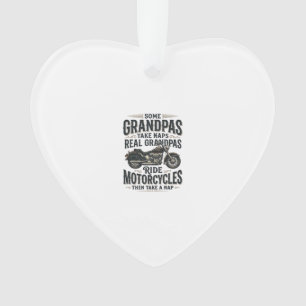 Funny Grandpa Motorcycle Nap Vintage Vector Design Ornament