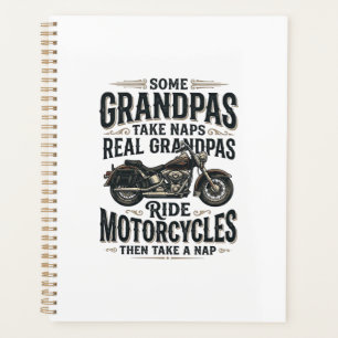 Funny Grandpa Motorcycle Nap Vintage Vector Design Planner