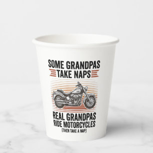 Funny Grandpa Motorcycle Vintage Engraving T-Shirt Paper Cups