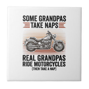 Funny Grandpa Motorcycle Vintage Engraving T-Shirt Tile