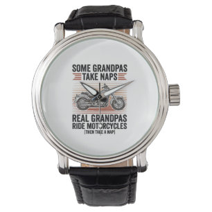 Funny Grandpa Motorcycle Vintage Engraving T-Shirt Watch