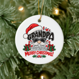 Funny Grandpa Playful Christmas Appreciation Gift Ceramic Tree Decoration