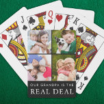 Funny Grandpa Saying Grandchildren Photo Collage Playing Cards<br><div class="desc">Create a photo collage deck of playing cards for a grandfather with the suggested editable funny saying OUR GRANDPA IS THE REAL DEAL and 4 photos. PHOTO TIP: For fastest/best results, choose a photo with the subject in the middle and/or pre-crop it into a square shape BEFORE uploading and/or use...</div>