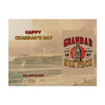 Funny Grandpa Six Pack Postcard - Father's Day 