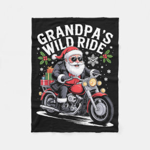 Funny Grandpa's Biker Ride Christmas Motorcycle Sa Fleece Blanket