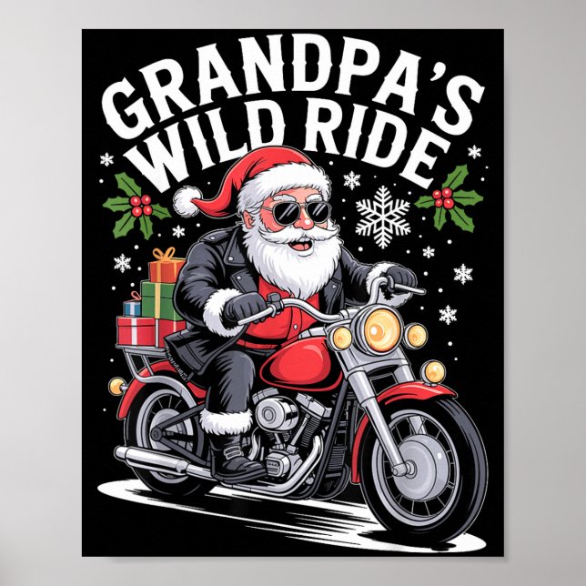 Funny Grandpa's Biker Ride Christmas Motorcycle Sa Poster (Front)