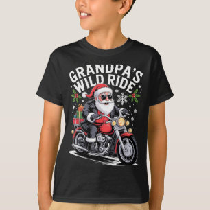 Funny Grandpa's Biker Ride Christmas Motorcycle Sa T-Shirt