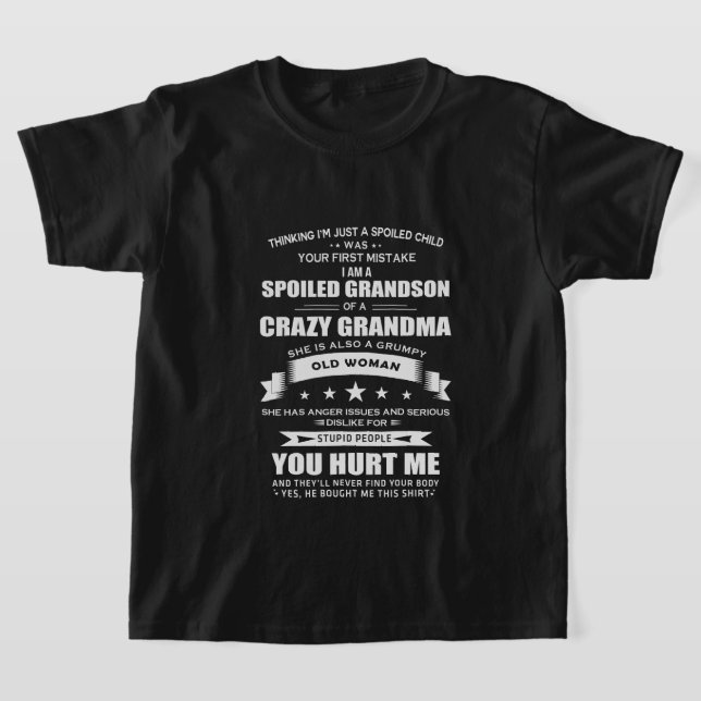 funny Grandson Grandma word art T-Shirt (Laydown)