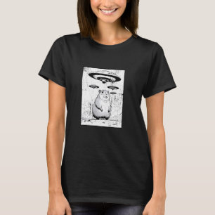 Funny Graphic Capybara Selfie with UFOs Weird T-Shirt