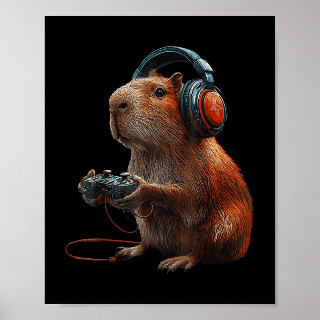 Funny Graphic Capybara Video Games For Gamer  Poster (Front)