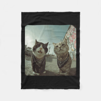 Funny Graphic Cat Gangster Funny _2 Fleece Blanket