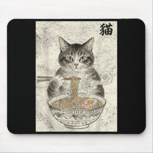 Funny Graphic Cat Ramen Japanese Kawaii Anime Mouse Pad
