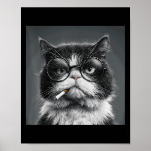 Funny Graphic Cat Smoking Adult Funny _2 Poster