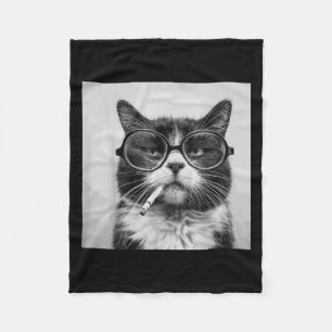 Funny Graphic Cat Smoking Adult Funny _3 Fleece Blanket