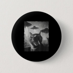 Funny Graphic Cat Smoking Ufos Funny 6 Cm Round Badge