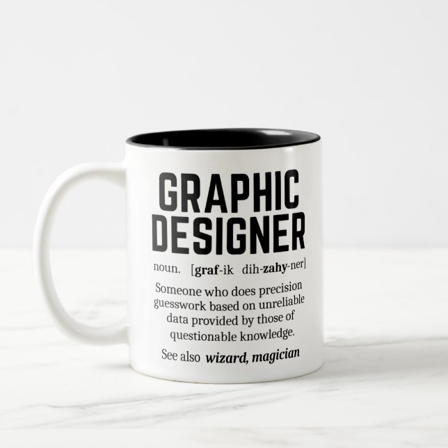 Funny Graphic Designer Dictionary Definition, Gift Two-Tone Coffee Mug (Left)