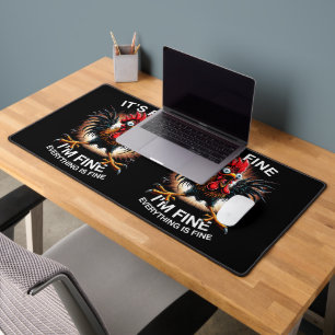 Funny Graphic It's Fine I'm Fine Weird Crazy Chick Desk Mat