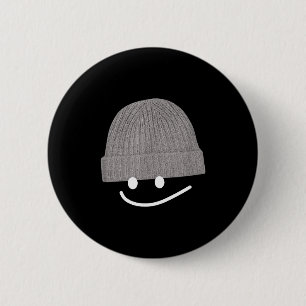 Funny Graphic Smile Face Men Women Cute Wool Hat W 6 Cm Round Badge