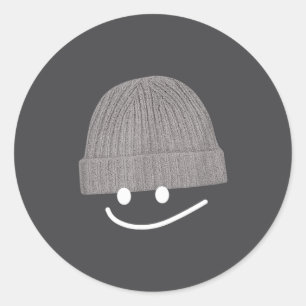 Funny Graphic Smile Face Men Women Cute Wool Hat W Classic Round Sticker