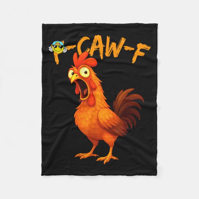 Funny Graphic Tee Chicken Humor Quote Rooster Meme Fleece Blanket (Front)