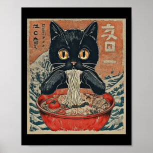 Funny Graphic Tees Kawaii Cat Anime Gifts Cat Rame Poster