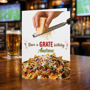 Funny Grate Nachos Cheese Birthday Red Green Text Card