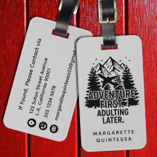 Funny Gray Adventure Humor Travel Quote Vacation Luggage Tag