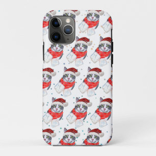Funny Gray and White Tabby Cat Christmas Case-Mate iPhone Case