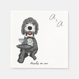 Funny Gray Poodle Cocktail Napkin