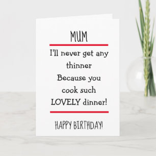 Funny Great Cook Mum Verse Happy Birthday Card