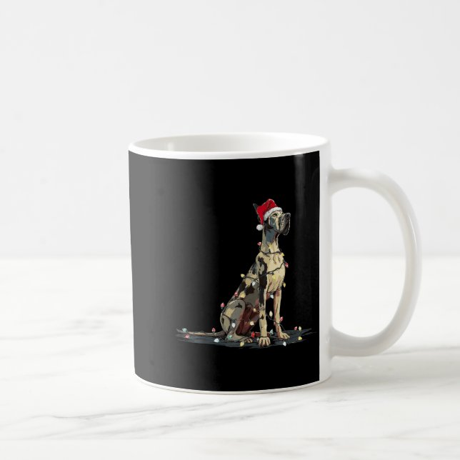 Funny Great Dane Christmas Graphics Dog Lights Lov Coffee Mug (Right)