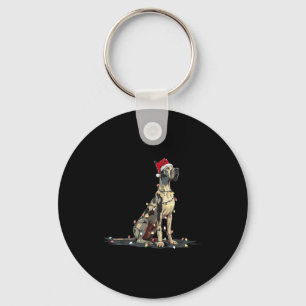 Funny Great Dane Christmas Graphics Dog Lights Lov Key Ring