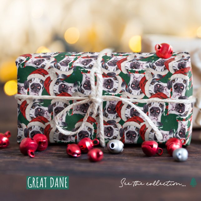 Funny Great Dane Christmas Pattern Wrapping Paper (Creator Uploaded)