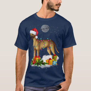 Funny Great Dane Dog Christmas Lights Santa Hat Xm T-Shirt