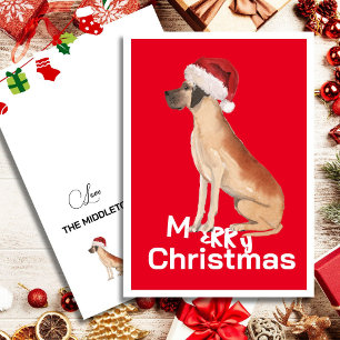 Funny Great Dane Dog Christmas Santa Hat Holiday