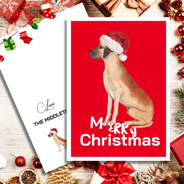 Funny Great Dane Dog Christmas Santa Hat Holiday (Creator Uploaded)