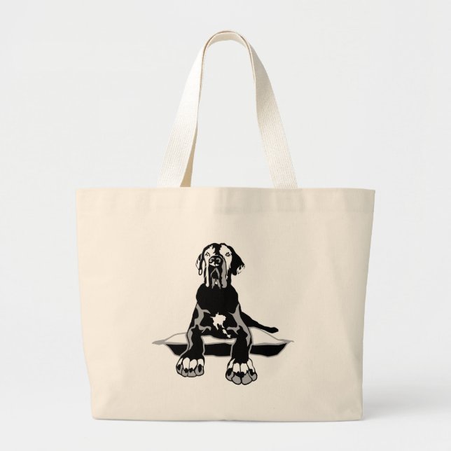 Funny Great Dane Ilios  Large Tote Bag (Front)