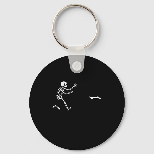 Funny Great Dane Running Skeleton Halloween _1  Key Ring (Front)