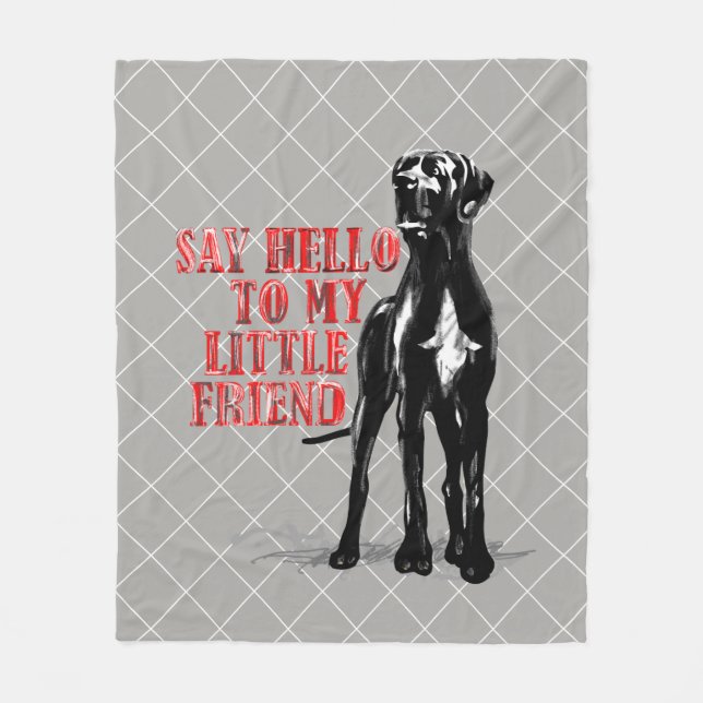 Funny Great Dane Salute Fleece Blanket (Front)