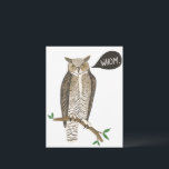 Funny Great Horned Owl WHOM Grammar  Postcard<br><div class="desc">Check out this cute great horned owl correcting your grammar. And be sure to check my shop for more products and designs. You can always add your own text. Let me know if you'd like something custom made. If you buy it, thank you! Be sure to share a pic on...</div>