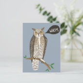 Funny Great Horned Owl WHOM Grammar  Postcard (Standing Front)