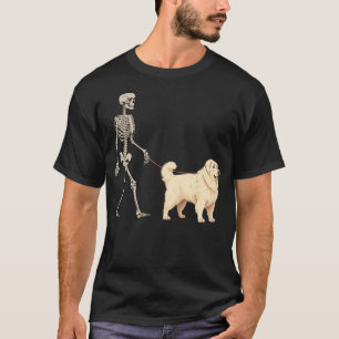 Funny Great Pyrenees Skeleton Dog Walking Hallowee T-Shirt
