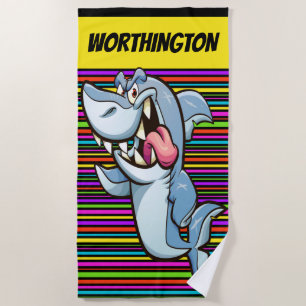 Funny Great White Shark Beach Towel