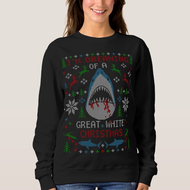 Funny Great White Shark Ugly Christmas Sweater (Front)