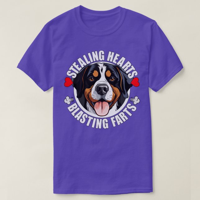 Funny Greater Swiss Mountain Dog Swissy Stealing H T-Shirt (Design Front)